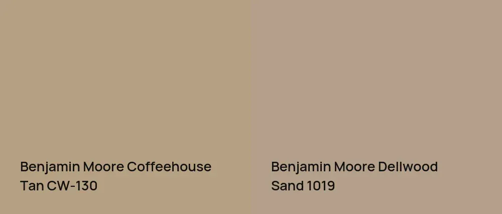 Benjamin Moore Coffeehouse Tan CW-130 vs Benjamin Moore Dellwood Sand 1019