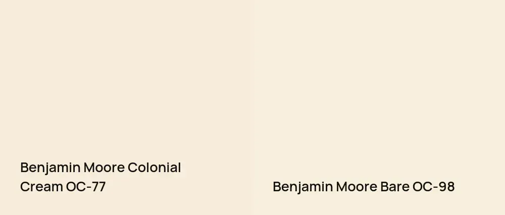 Benjamin Moore Colonial Cream OC-77 vs Benjamin Moore Bare OC-98