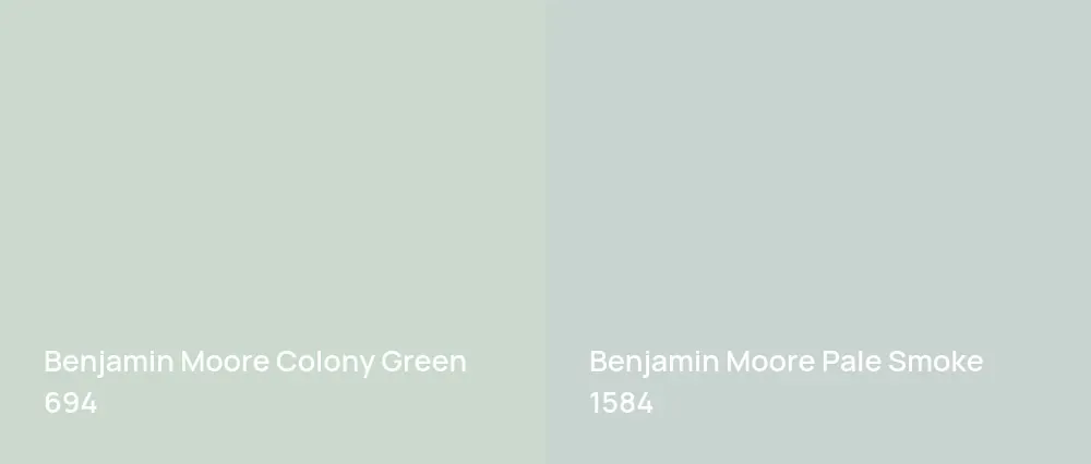 Benjamin Moore Colony Green 694 vs Benjamin Moore Pale Smoke 1584