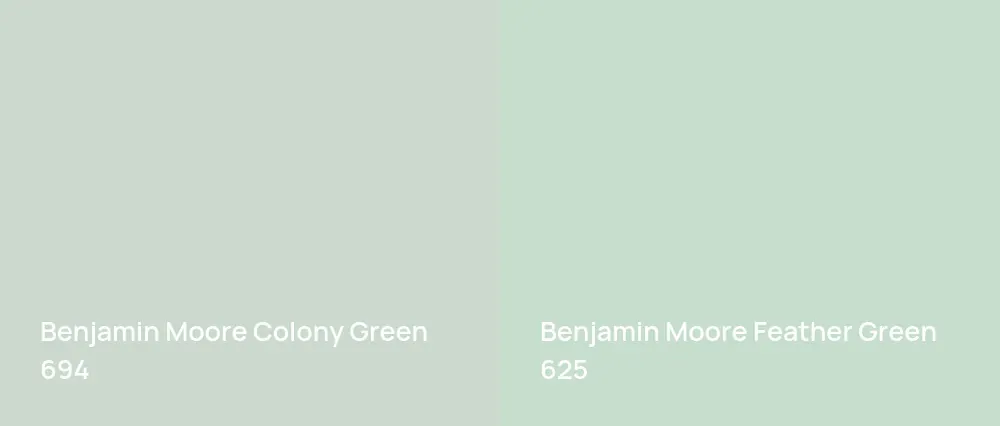 Benjamin Moore Colony Green 694 vs Benjamin Moore Feather Green 625