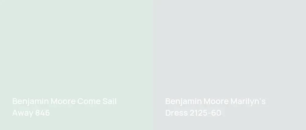 Benjamin Moore Come Sail Away 846 vs Benjamin Moore Marilyn's Dress 2125-60