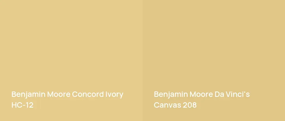 Benjamin Moore Concord Ivory HC-12 vs Benjamin Moore Da Vinci's Canvas 208