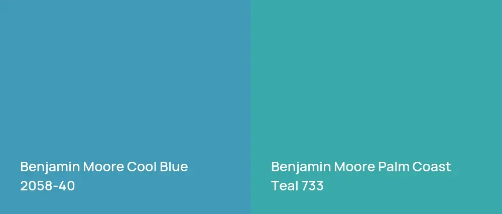 Benjamin Moore Cool Blue 2058-40 vs Benjamin Moore Palm Coast Teal 733