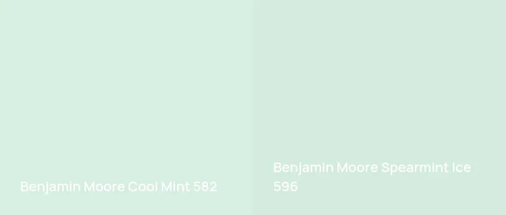 Benjamin Moore Cool Mint 582 vs Benjamin Moore Spearmint Ice 596