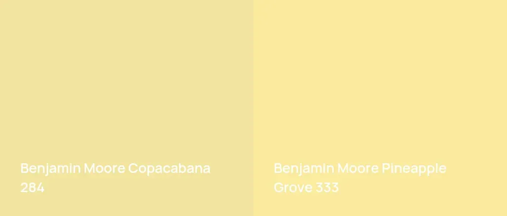 Benjamin Moore Copacabana 284 vs Benjamin Moore Pineapple Grove 333