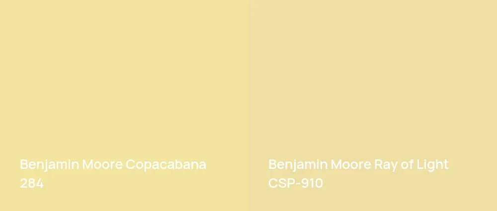 Benjamin Moore Copacabana 284 vs Benjamin Moore Ray of Light CSP-910