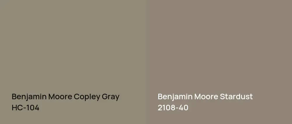 Benjamin Moore Copley Gray HC-104 vs Benjamin Moore Stardust 2108-40