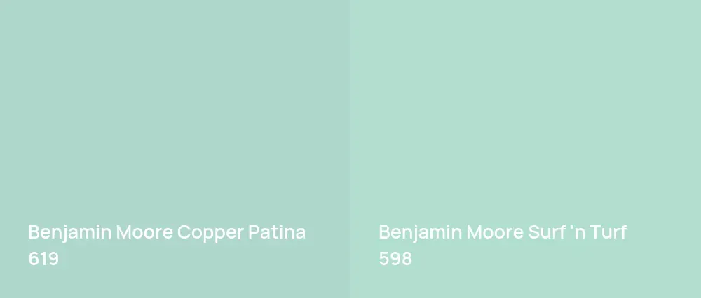 Benjamin Moore Copper Patina 619 vs Benjamin Moore Surf 'n Turf 598