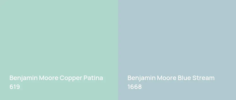 Benjamin Moore Copper Patina 619 vs Benjamin Moore Blue Stream 1668