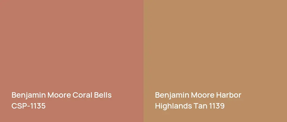 Benjamin Moore Coral Bells CSP-1135 vs Benjamin Moore Harbor Highlands Tan 1139
