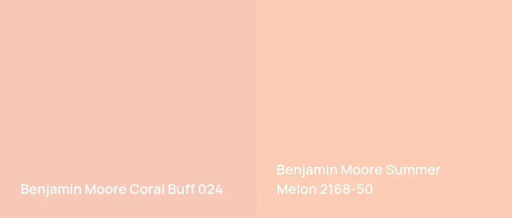 Benjamin Moore Coral Buff 024 vs Benjamin Moore Summer Melon 2168-50
