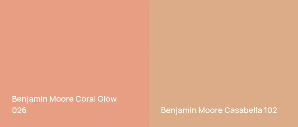 Benjamin Moore Coral Glow 026 vs Benjamin Moore Casabella 102
