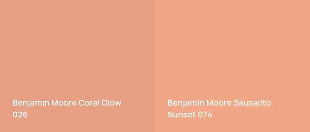 Benjamin Moore Coral Glow 026 vs Benjamin Moore Sausalito Sunset 074