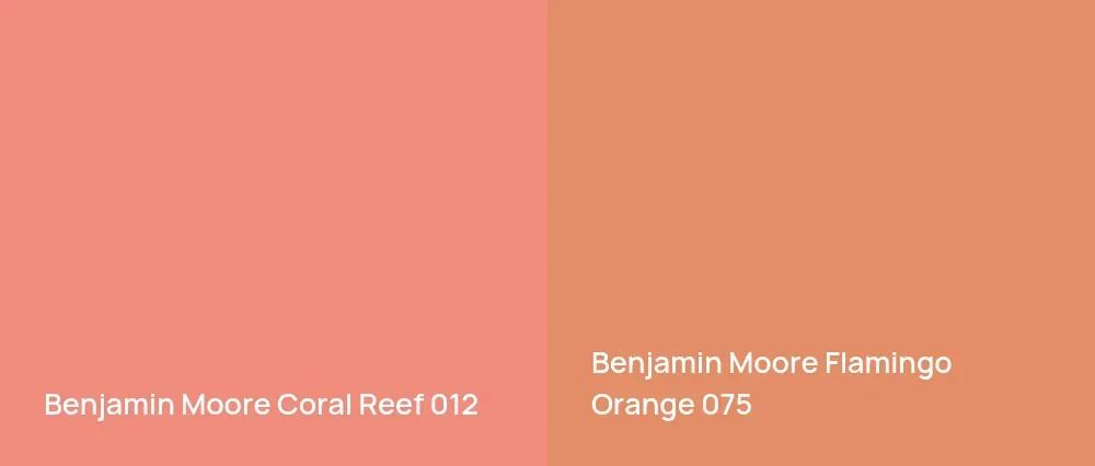 Benjamin Moore Coral Reef 012 vs Benjamin Moore Flamingo Orange 075