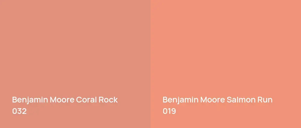 Benjamin Moore Coral Rock 032 vs Benjamin Moore Salmon Run 019