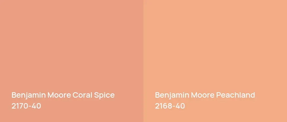 Benjamin Moore Coral Spice 2170-40 vs Benjamin Moore Peachland 2168-40