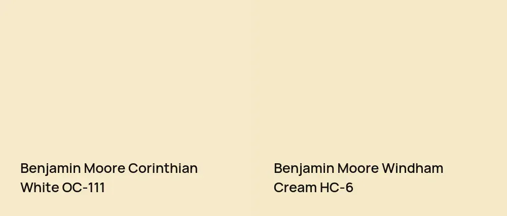 Benjamin Moore Corinthian White OC-111 vs Benjamin Moore Windham Cream HC-6