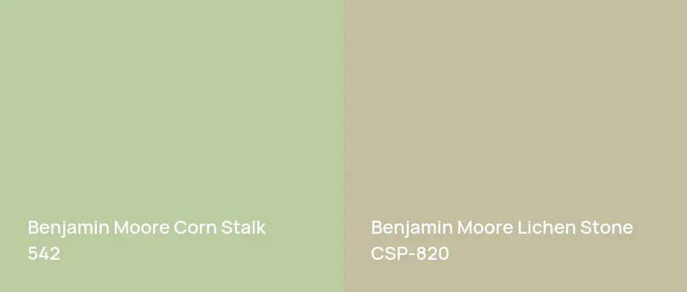 Benjamin Moore Corn Stalk 542 vs Benjamin Moore Lichen Stone CSP-820