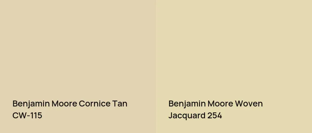 Benjamin Moore Cornice Tan CW-115 vs Benjamin Moore Woven Jacquard 254