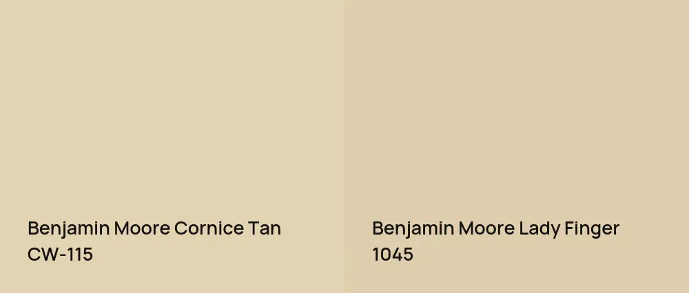 Benjamin Moore Cornice Tan CW-115 vs Benjamin Moore Lady Finger 1045