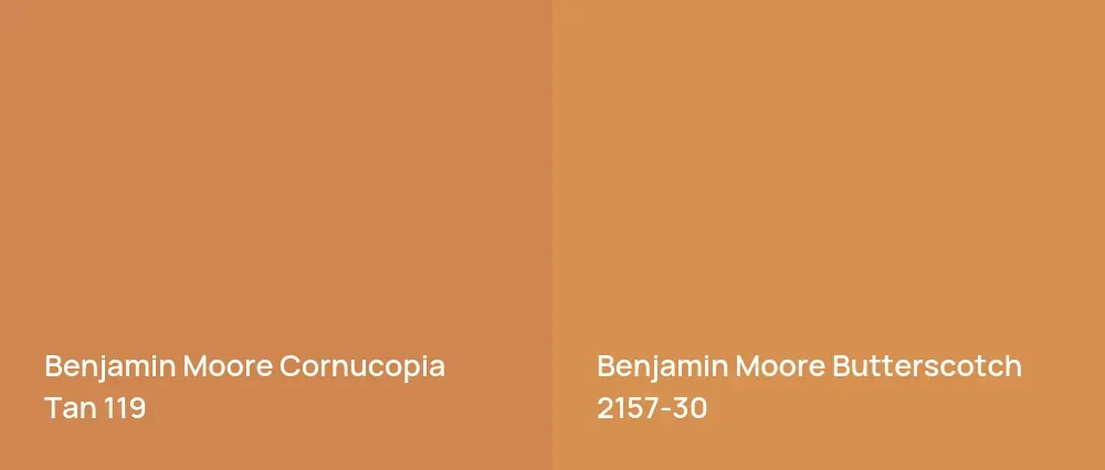 Benjamin Moore Cornucopia Tan 119 vs Benjamin Moore Butterscotch 2157-30