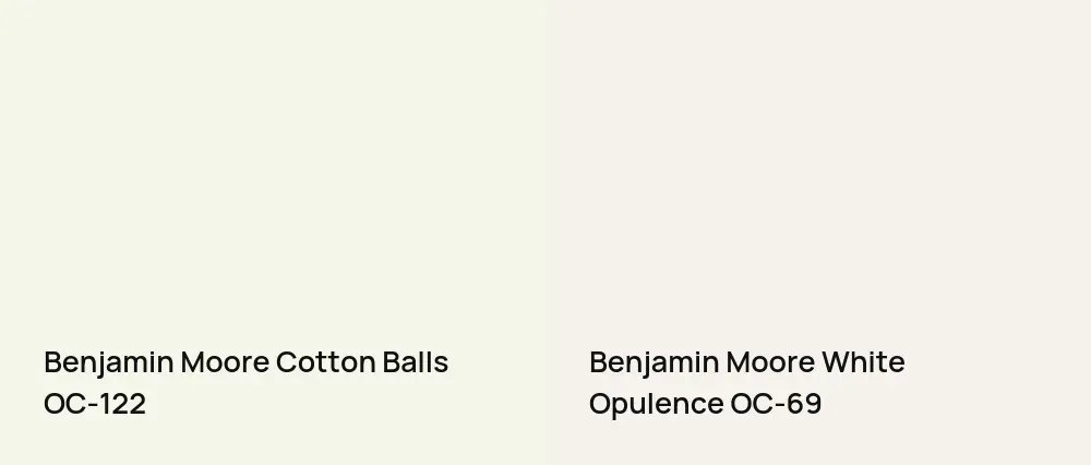 Benjamin Moore Cotton Balls OC-122 vs Benjamin Moore White Opulence OC-69