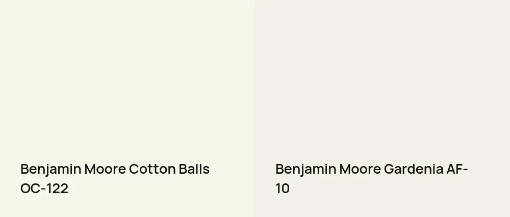 Benjamin Moore Cotton Balls OC-122 vs Benjamin Moore Gardenia AF-10