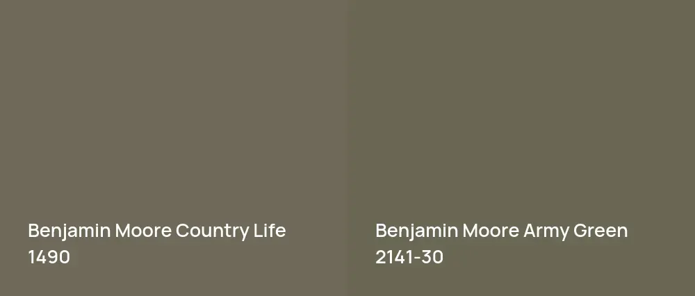 Benjamin Moore Country Life 1490 vs Benjamin Moore Army Green 2141-30