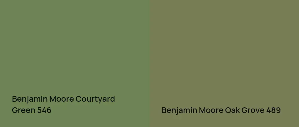 Benjamin Moore Courtyard Green 546 vs Benjamin Moore Oak Grove 489