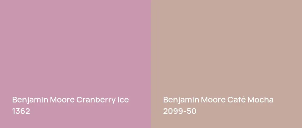 Benjamin Moore Cranberry Ice 1362 vs Benjamin Moore Café Mocha 2099-50