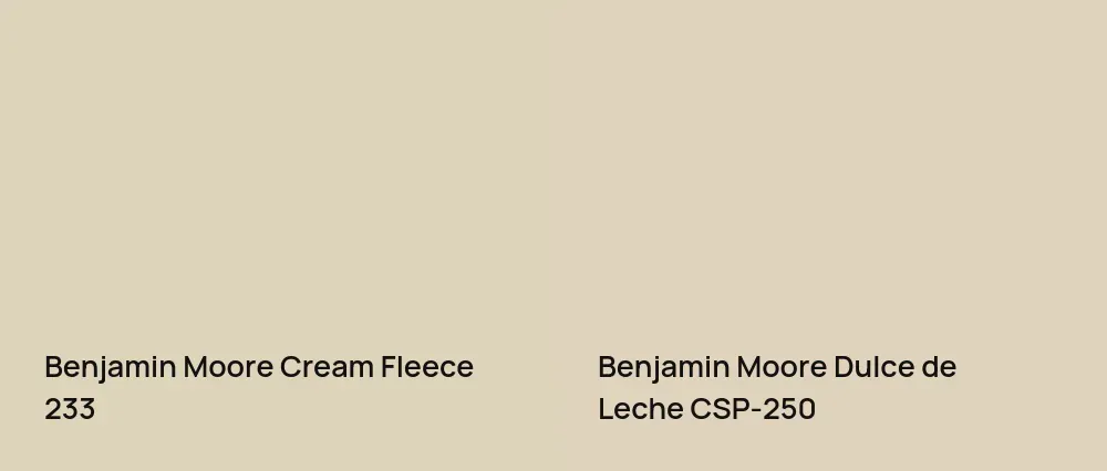 Benjamin Moore Cream Fleece 233 vs Benjamin Moore Dulce de Leche CSP-250