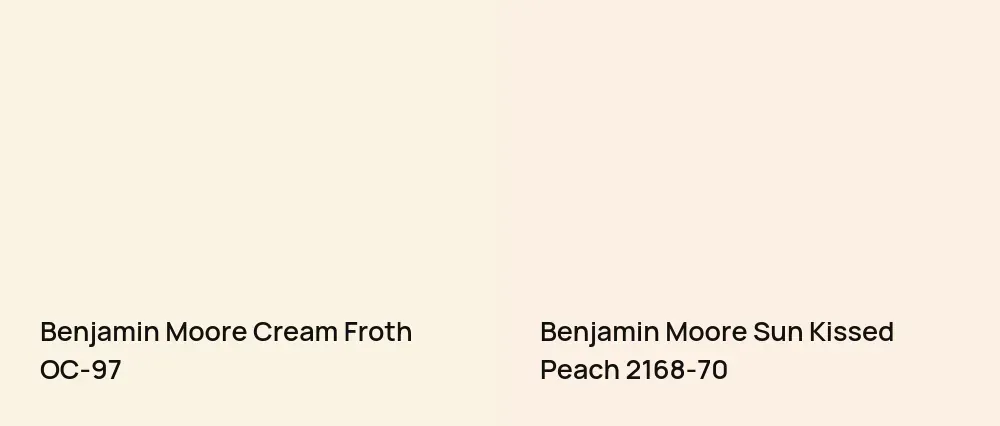 Benjamin Moore Cream Froth OC-97 vs Benjamin Moore Sun Kissed Peach 2168-70