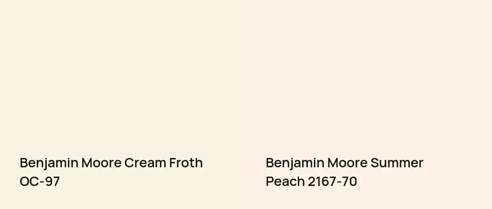 Benjamin Moore Cream Froth OC-97 vs Benjamin Moore Summer Peach 2167-70