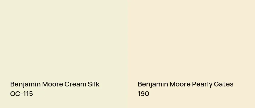 Benjamin Moore Cream Silk OC-115 vs Benjamin Moore Pearly Gates 190