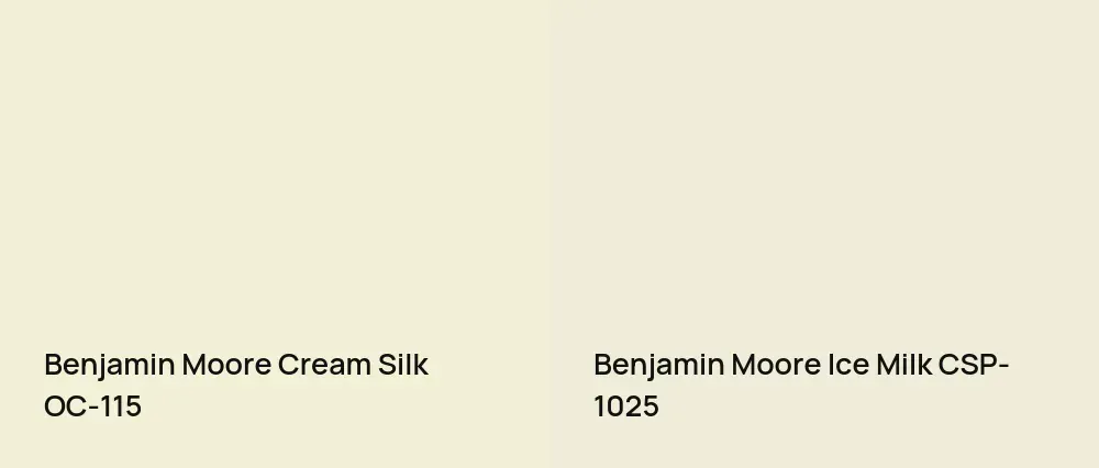 Benjamin Moore Cream Silk OC-115 vs Benjamin Moore Ice Milk CSP-1025