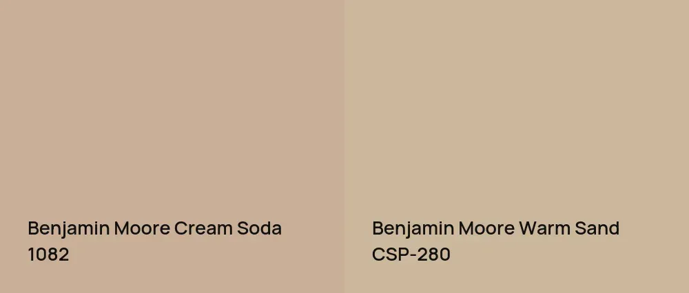 Benjamin Moore Cream Soda 1082 vs Benjamin Moore Warm Sand CSP-280