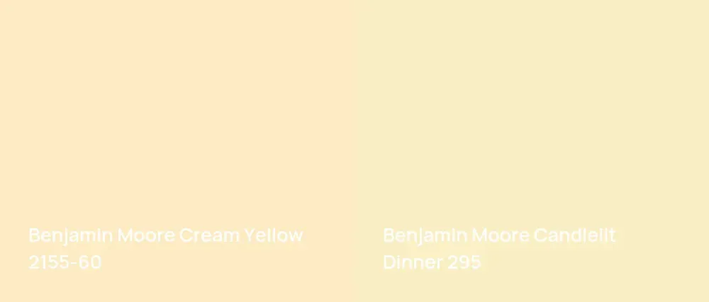 Benjamin Moore Cream Yellow 2155-60 vs Benjamin Moore Candlelit Dinner 295