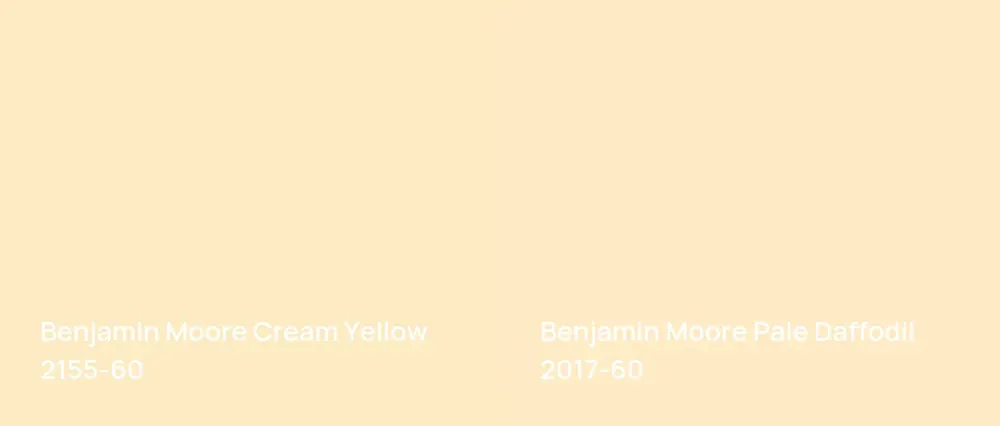 Benjamin Moore Cream Yellow 2155-60 vs Benjamin Moore Pale Daffodil 2017-60