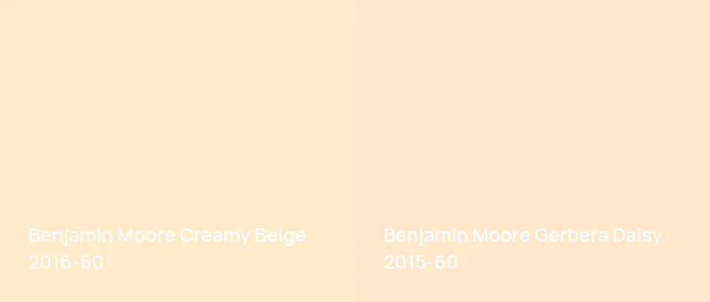 Benjamin Moore Creamy Beige 2016-60 vs Benjamin Moore Gerbera Daisy 2015-60
