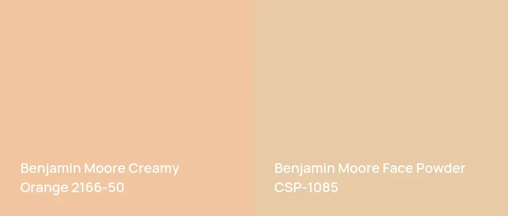 Benjamin Moore Creamy Orange 2166-50 vs Benjamin Moore Face Powder CSP-1085