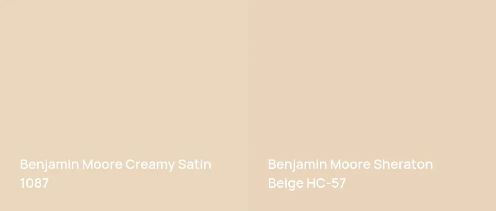 Benjamin Moore Creamy Satin 1087 vs Benjamin Moore Sheraton Beige HC-57