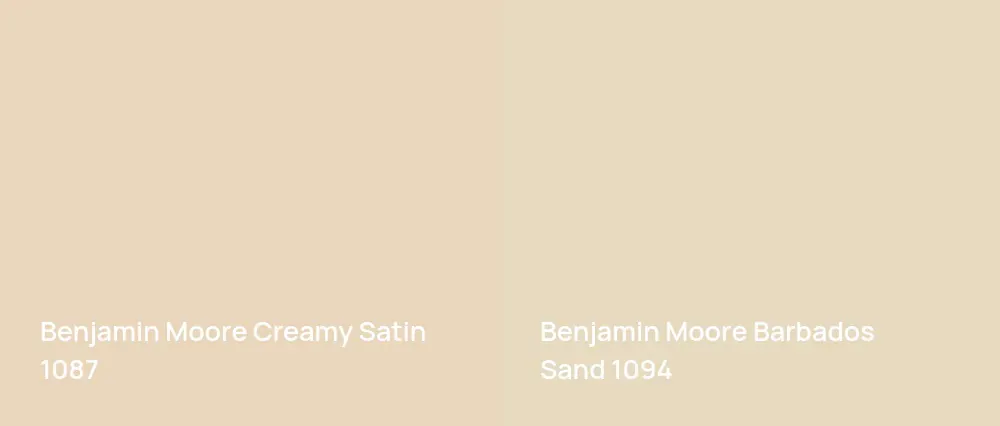 Benjamin Moore Creamy Satin 1087 vs Benjamin Moore Barbados Sand 1094
