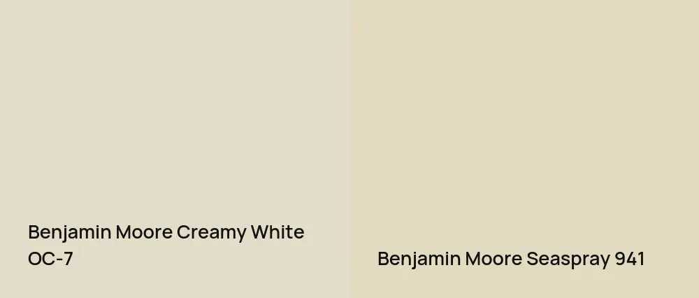Benjamin Moore Creamy White OC-7 vs Benjamin Moore Seaspray 941