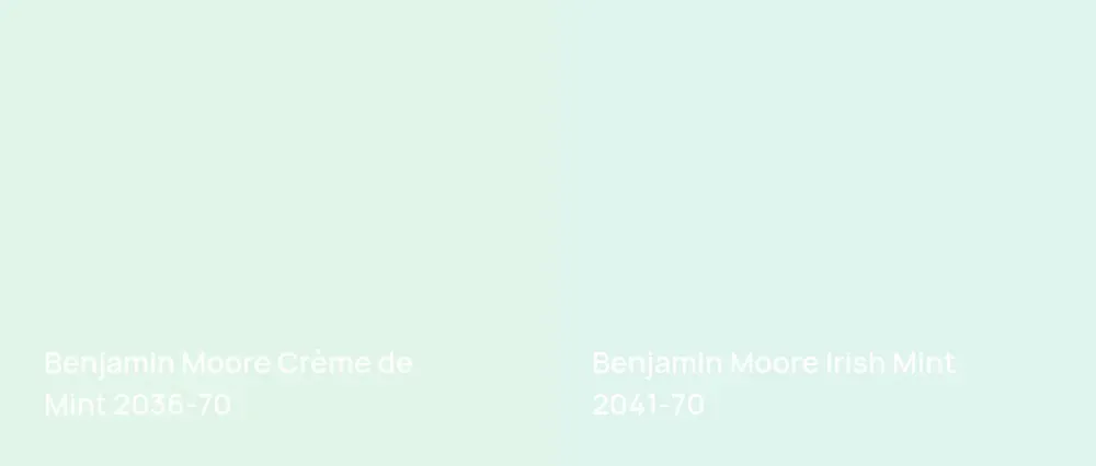 Benjamin Moore Crème de Mint 2036-70 vs Benjamin Moore Irish Mint 2041-70