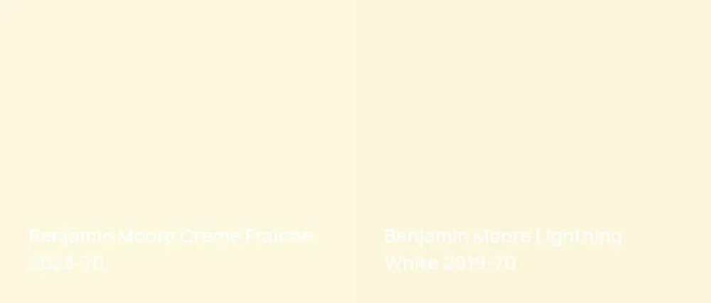 Benjamin Moore Crème Fraiche 2023-70 vs Benjamin Moore Lightning White 2019-70