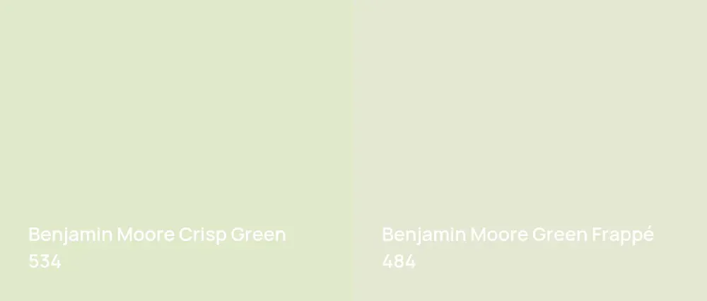 Benjamin Moore Crisp Green 534 vs Benjamin Moore Green Frappé 484