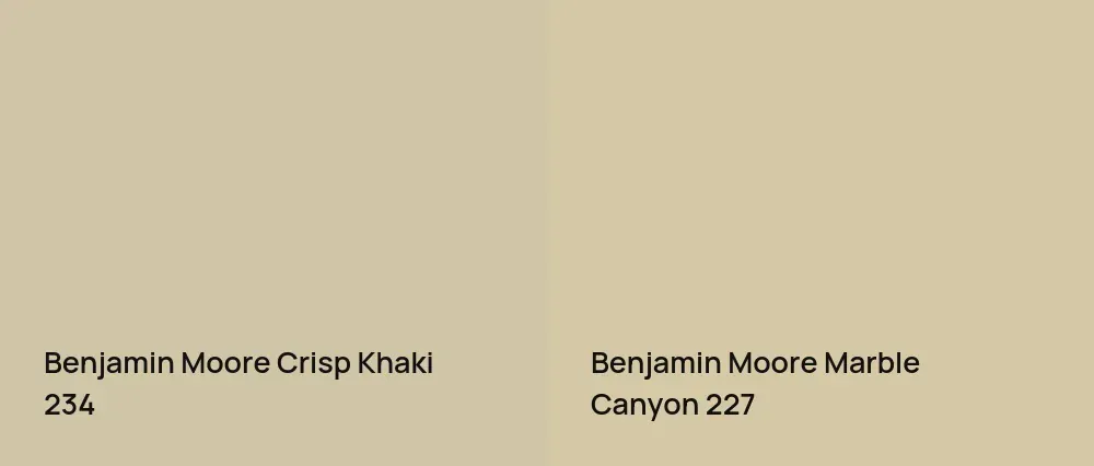Benjamin Moore Crisp Khaki 234 vs Benjamin Moore Marble Canyon 227