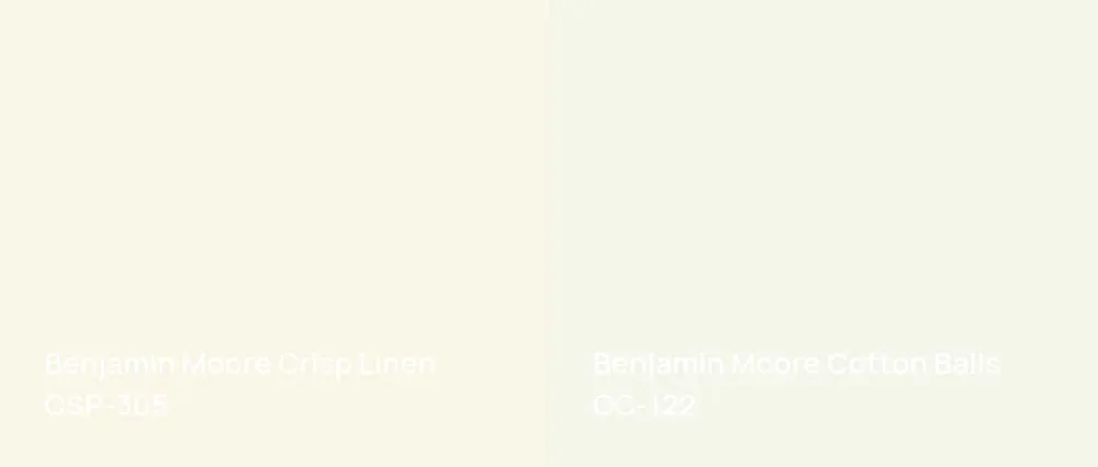 Benjamin Moore Crisp Linen CSP-305 vs Benjamin Moore Cotton Balls OC-122