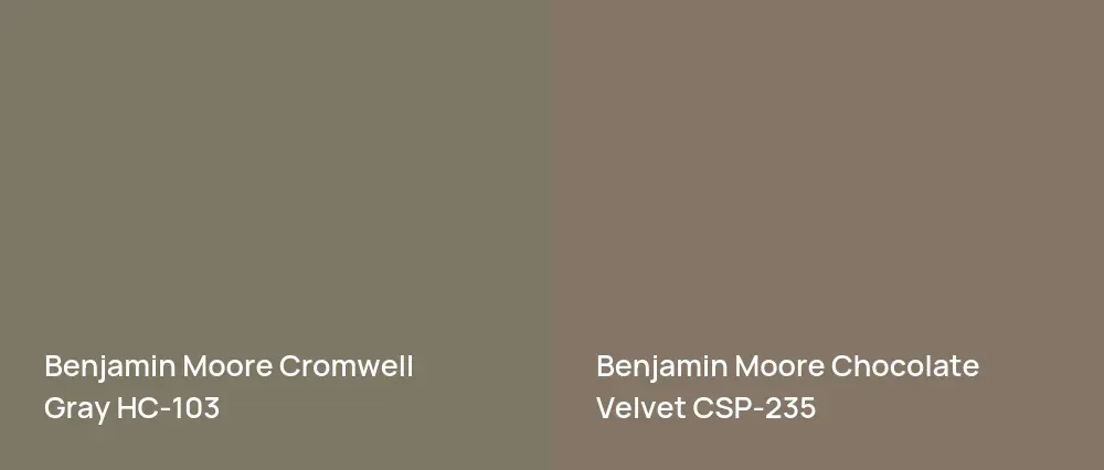 Benjamin Moore Cromwell Gray HC-103 vs Benjamin Moore Chocolate Velvet CSP-235