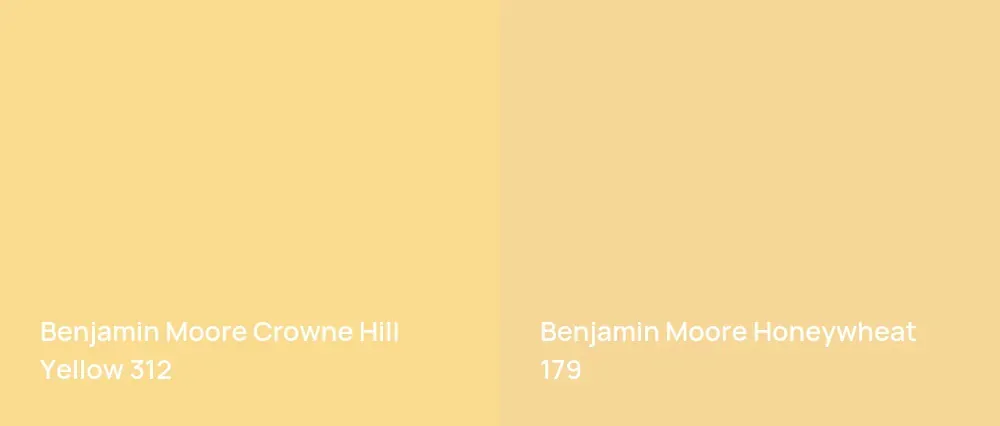 Benjamin Moore Crowne Hill Yellow 312 vs Benjamin Moore Honeywheat 179